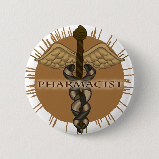 Apothekerin Caduceus Button (Vorderseite)
