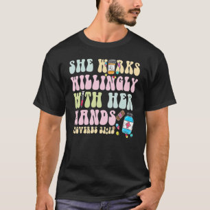 Apothekerin der Krankenschwester arbeitet bereitwi T-Shirt
