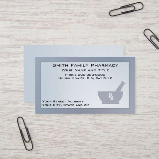 Apothekerkarte Visitenkarte (Vorderseite/Rückseite Beispiel)