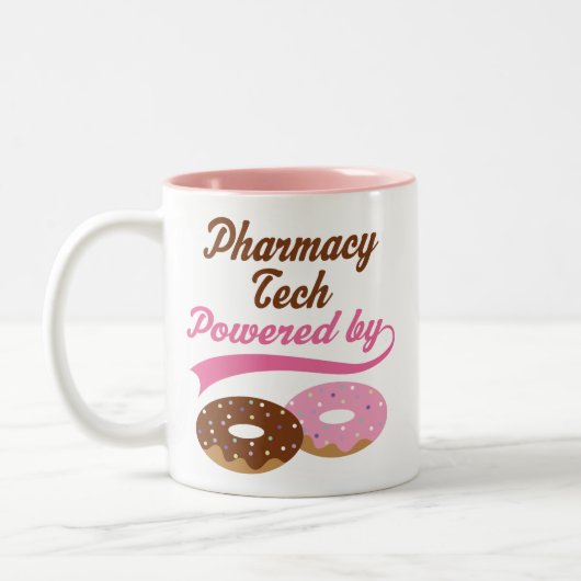 ApothekeTech angetrieben durch Krapfen-Tasse Zweifarbige Tasse (Links)