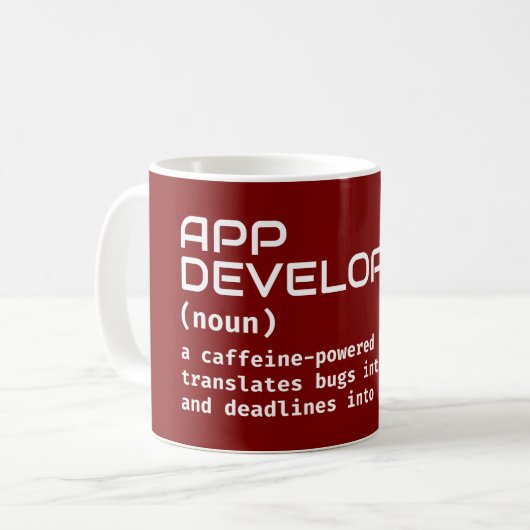 App Developer Coffee Tasse - Definition-Spaß (Vorderseite Links)