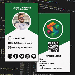 App-Entwickler - Grün Visitenkarte