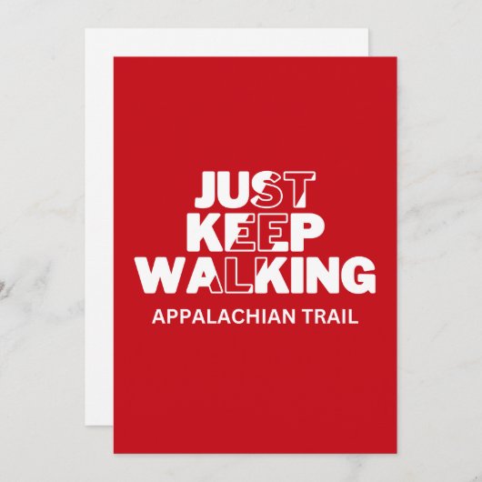 Appalachen-Pfad "Just Behalt Walking" Rote Karte (Vorne/Hinten)