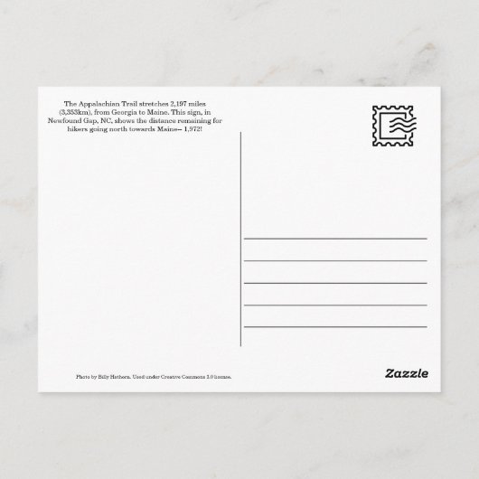 Appalachen-Postkarte Postkarte (Rückseite)