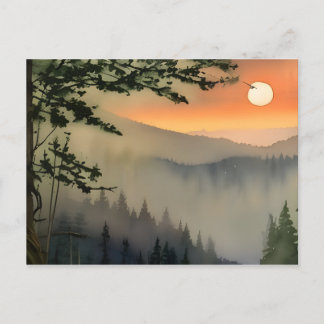 Appalachen - Sonnenaufgang Wasserfarbe Postkarte