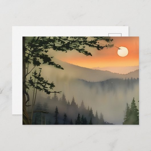 Appalachen - Sonnenaufgang Wasserfarbe Postkarte (Vorne/Hinten)