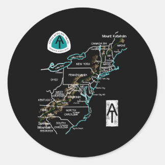 Appalachen Wanderkarte Runder Aufkleber