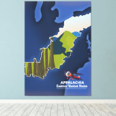 Appalachia Eastern United Staaten Reiseplan Leinwanddruck (Insitu (Holzboden))