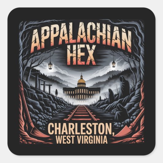 Appalachian Hex Charleston West Virginia Halloween Quadratischer Aufkleber (Vorderseite)