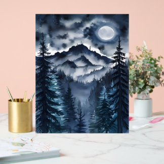 Appalachian Night Sky Watercolor Digitale Kunst Acrylschild