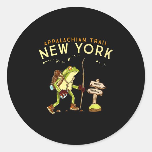 Appalachian Trail New York Hiking Frog _1 Runder Aufkleber (Vorderseite)