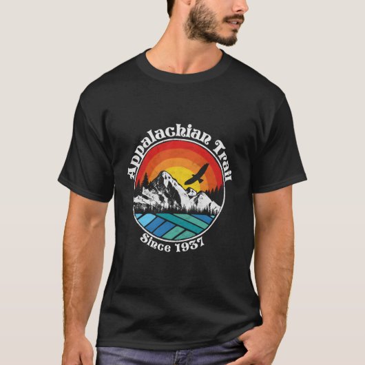Appalachian Trail Szene Retro-Berge T-Shirt (Vorderseite)