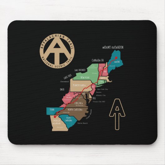 Appalachian-Trail-Wanderkarte Mousepad (Vorne)