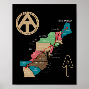 Appalachian-Trail-Wanderkarte Poster