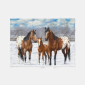 Appaloosa brauner Bucht Pferde im Schnee Fleecedecke (Vorderseite (Horizontal))