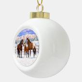 Appaloosa brauner Bucht Pferde im Schnee Keramik Kugel-Ornament (Rechts)