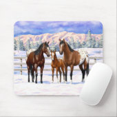 Appaloosa brauner Bucht Pferde im Schnee Mousepad (Mit Mouse)