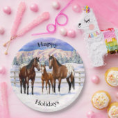 Appaloosa brauner Bucht Pferde im Schnee Pappteller (Party)
