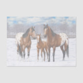 Appaloosa brauner Bucht Pferde im Schnee Seidenpapier (Vorderseite)