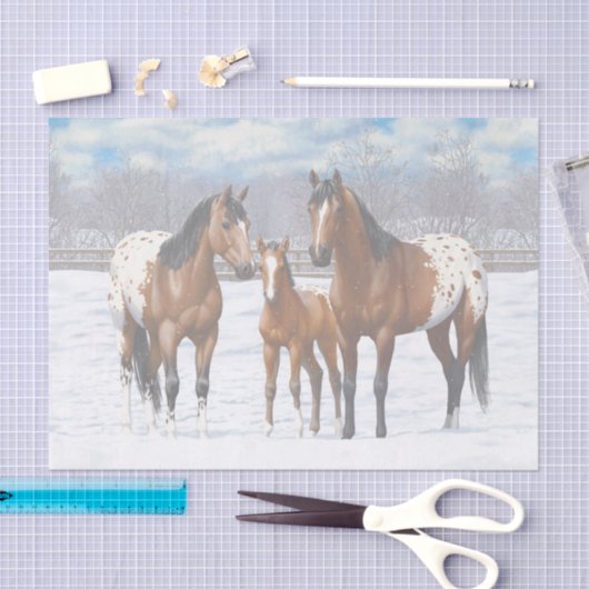 Appaloosa brauner Bucht Pferde im Schnee Seidenpapier (Handwerk)