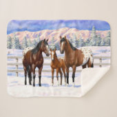 Appaloosa brauner Bucht Pferde im Schnee Sherpadecke (Vorderseite (Horizontal))