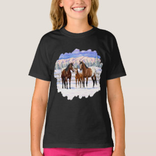 Appaloosa brauner Bucht Pferde im Schnee T-Shirt