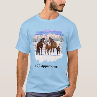 Appaloosa brauner Bucht Pferde im Schnee T-Shirt