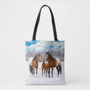 Appaloosa brauner Bucht Pferde im Schnee Tasche