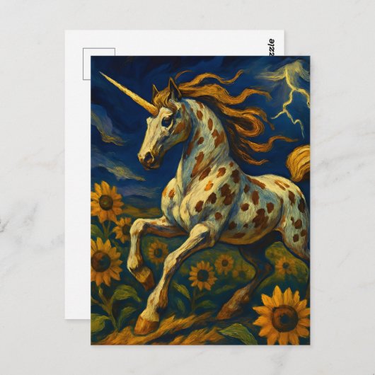 Appaloosa Einhorn im Sturm Postkarte (Vorne/Hinten)