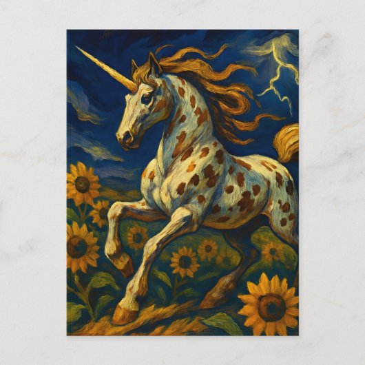 Appaloosa Einhorn im Sturm Postkarte (Vorderseite)