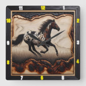 Appaloosa Gallop: Kunst, Zeit, Stil, Freiheit Quadratische Wanduhr (Vorderseite)
