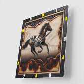 Appaloosa Gallop: Kunst, Zeit, Stil, Freiheit Quadratische Wanduhr (Winkel)
