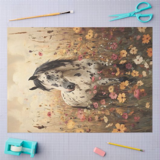 Appaloosa Horse Wildblume Field Decoupage Seidenpapier (Basteln)