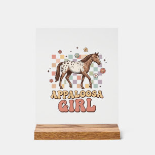 Appaloosa Mädchen Vintage Pferd Western T-Shirt De Acrylschild