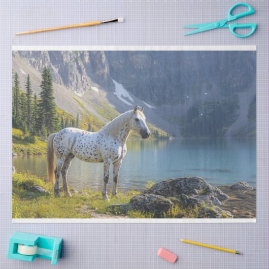 Appaloosa Pferd am See Landschaftliche Entdeckungs Seidenpapier (Basteln)