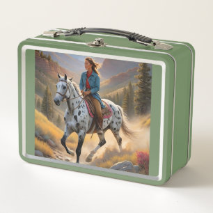 Appaloosa-Pferd-Aquarell-Leopard Metall Brotdose