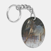 Appaloosa-Pferd, das in den Schnee läuft Schlüsselanhänger (Vorderseite links)