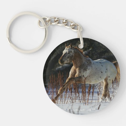 Appaloosa-Pferd, das in den Schnee läuft Schlüsselanhänger (Vorderseite)