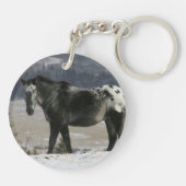Appaloosa-Pferd im Schnee Schlüsselanhänger (Rückseite)