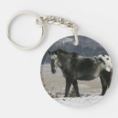 Appaloosa-Pferd im Schnee Schlüsselanhänger (Vorderseite)