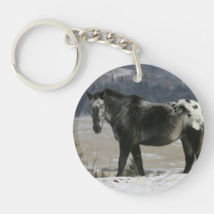 Appaloosa-Pferd im Schnee Schlüsselanhänger