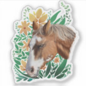 Appaloosa Pferd und Blume Aufkleber (Vorderseite)