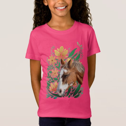 Appaloosa Pferd und Blume T-Shirt (Vorderseite)