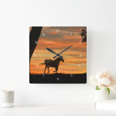 Appaloosa Pferd und Eichenbaum Quadratische Wanduhr (Zuhause)
