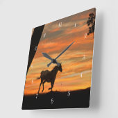 Appaloosa Pferd und Eichenbaum Quadratische Wanduhr (Winkel)