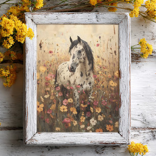 Appaloosa-Pferd Wildblumenfeld-Dekupage Seidenpapier
