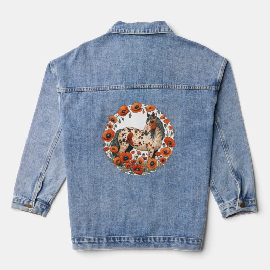 Appaloosa Pferde Mohn Appy Pferde Jeansjacke (Rückseite)