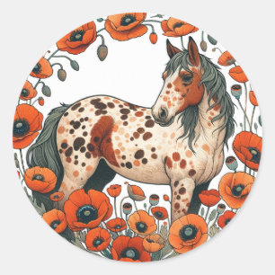 Appaloosa Pferde Mohn Appy Pferde Runder Aufkleber