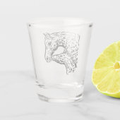 Appaloosa-Pferdestute und Fohlen-Schnapsglas Schnapsglas (Rückseite)