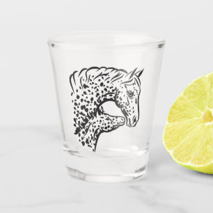 Appaloosa-Pferdestute und Fohlen-Schnapsglas Schnapsglas